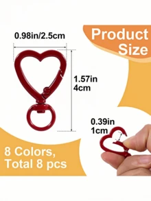 10/30pcs Colorful Rotating Heart-Shaped Lobster Clasp Hooks, Suitable For Bags, Dog Leashes, DIY Jewelry Making Accessories - Heart-shaped Keychain - View 5