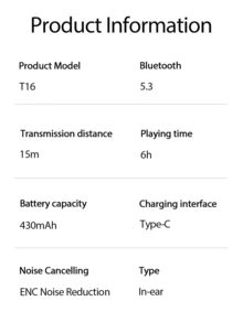 Tagry T16 Pro Wireless Bluetooth Earbuds, 40 Hours Ultra-Long Battery Life, Ear-Hook Sports Earphones With LED Display And Charging Case, Suitable For Office, Gaming, Fitness, Running And More - View 9