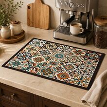 1pc Grid Pattern Diatomaceous Earth Drying Mat, Non-Slip Heat-Resistant Absorbent Pad, Suitable For Kitchen Countertop, Coffee Machine, Tableware, Home Cafe Bar Party Decoration Placemat Gift - Multicolor - View 1