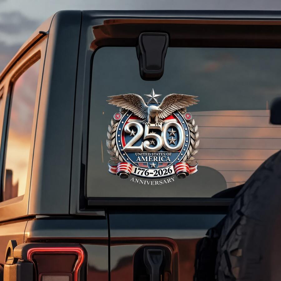 美國250週年紀念車貼,1776-2026日愛國主義乙烯基貼紙,自由女神像汽車與卡車貼紙,防水桿貼紙,耐用汽車裝飾,自黏式圖形,多種尺寸可選 - 多色 - 查看 1