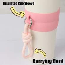 Care Bears Angel Wings Insulated Tumbler, Pink And White Striped Gradient Bear Portable Straw Cup With Lanyard, High Aesthetic Water Bottle, 1pc 25oz - 750ml - View 7
