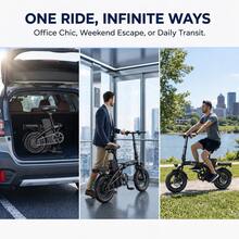 This Adult Foldable Electric Bicycle Features A 48V 15Ah Battery, A 500W Motor, 14-Inch Tires, 8 Shock Absorbers, Three Speed Settings, A Maximum Range Of 30 Miles, And A Maximum Load Capacity Of 120 Kg. - 基本的 - 查看 9