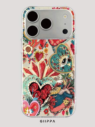 GIIPPA 1pc Evil Eye & Rose Pattern Design Phone 17 Pro Max Phone Case, Compatible With Phone 16 Pro Max, 15 Pro Max, 14 Pro Max, Korean Style High-End Fashion Fun Phone Case, Compatible With 11/12/13/14/15/16 Pro Max Plus, Elegant Design Suitable For Men And Women, Perfect Gift For Girlfriend On Christmas, Valentine's Day, Easter, Wedding Season And Birthday!