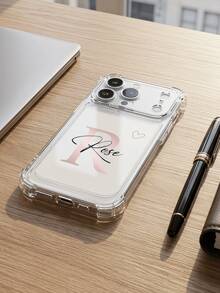 Customized Name Phone Case, Compatible With 18, 17, 16, 15, 14, 13, 12, 11 Pro Max Plus, Full Body Protection, Scratch-Resistant TPU Transparent Material, Large Lens Protection, Heart Pattern Design, Shockproof, Lightweight And Slim, Ideal Gift For Family, Friends And Yourself, Minimalist Style - Clear - View 5