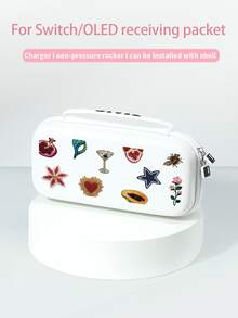 1pc Pomegranate Flower Vintage Print Pattern Protective Case, Compatible With New Switch 2 (2025), Switch NS/Switch OLED, Suitable For Switch 2 Game Console Accessories, Full Set, Storage Bag, Card Slot Dock Shell, Switch Protective Case, Romantic Gift For Switch Players - Multicolor - View 5