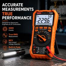 NJTY Digital Multimeter True Auto-Ranging Dual Display Non-Contact Voltage Tester 80° Support Bracket Voltage Temperature Frequency Meter For Automotive Industrial Home Appliance Repair - Burnt Orange - View 2