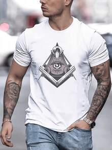 Símbolo triangular con ojo central que representa visión interior conocimiento oculto y sabiduría universal camiseta de hombre - Blanco - Ver 8