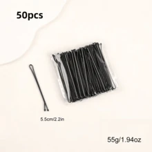 Braiding And Updo Tools, Black Hair Clips, Flat Hair Clips, 50pcs Small Black Metal Hair Pins, Thickened Style, Suitable For Studio Updo Styling, Invisible Hair Clips - Black - View 7