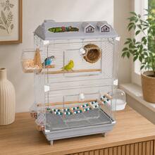 Transparent Birdcage For Budgerigars, Ornamental Birdcages For Cockatiels, Lovebirds, White-Eyes, Large-Sized Villa Birdcages, Viewing Cages. - Grey - View 2