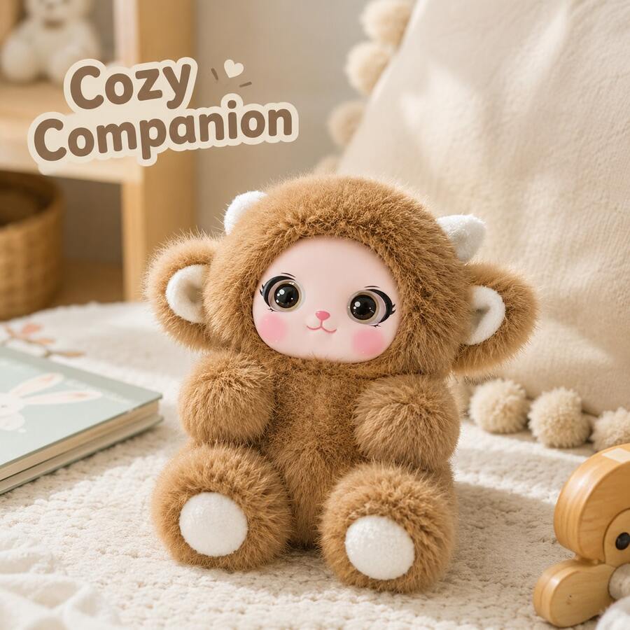 Búp bê nhồi bông siêu mềm, hình thỏ, gấu, cừu dễ thương, vật trang trí đầu giường/bàn làm việc sáng tạo, búp bê bầu bạn an ủi cho trẻ em, món quà tuyệt vời cho sinh nhật, ngày lễ. - Màu Khaki - Xem 1