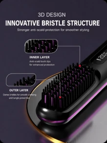 LEVIATECH Brosse lissante portable sans fil, peigne lissant mini rechargeable avec plusieurs réglages de température, affichage LED, conception anti-brûlure pour les femmes, coiffage en voyage - Multicolore - Voir 9