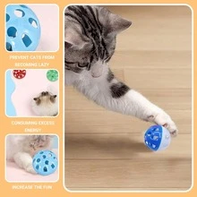 1pc/6pcs/10pcs/30pcs/40pcs Interactive Cat Toy Ball With Bell, Indoor Cat Rolling Hollow Ball, Fun Kitten Exercise And Self-Play Toy - Multicolor - View 4