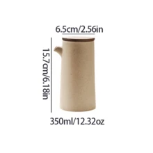 2pcs/1pc 250ml (8.8oz)/350ml (12.32oz) Ceramic Oil Bottle With Walnut Wood Sealed Lid, Round Kitchen Condiment Dispenser For Soy Sauce, Vinegar, Olive Oil And Peanut Oil - View 12