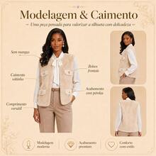 Elegant White Women's Outfit With Cropped Jacket And Short Skirt, Embroidered With Sparkling Rhinestones. A Sophisticated Feminine Look For Parties, Work, Dates, And Special Occasions. - 杏色 - 查看 5