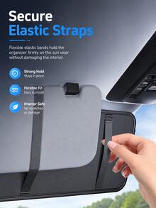 PU Leather Car Sun Visor Organizer, Multi-Pocket Storage Bag Suitable For Fashion Glasses, Cards And Driver's License, Essential Practical Interior Accessory For Cars - A - View 5