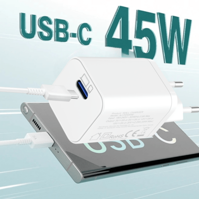 45W GaN PD3.0 Fast Charging USB-C Charger, Supports Fast Charging, Suitable For Smartphones, Tablets, Laptops, Portable USB-C Wall Charger