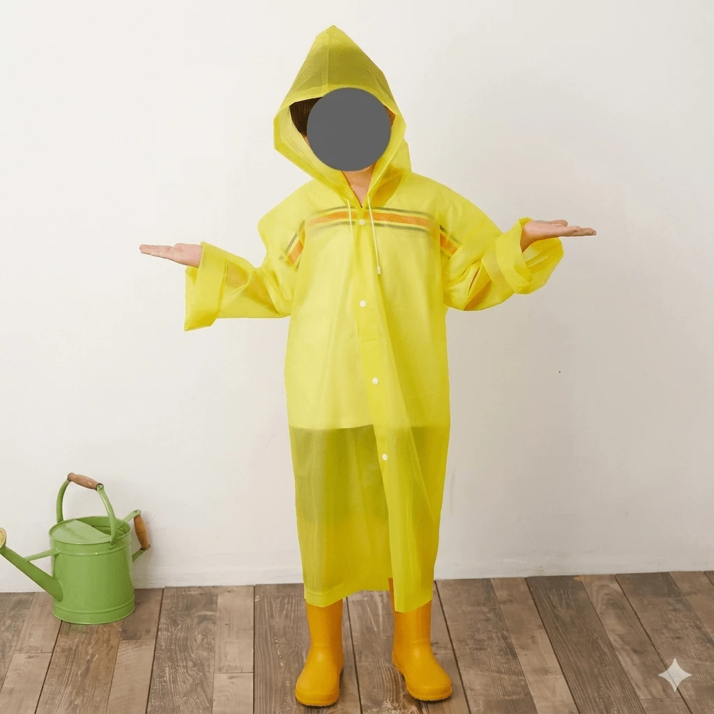 DeTODO Portable Waterproof Raincoat For Kids, Super Practical, Unisex And One Size - 薑色 - 查看 1