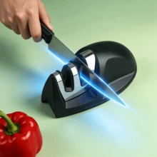 Mini Cute Mouse-Shaped 2-Stage Portable Knife Sharpener, Compact And Lightweight Blade Sharpening And Polishing Tool, Non-Slip Stable Base, Easy To Clean And Durable, Suitable For Home Cooking, Camping, Travel, Outdoor Picnic, BBQ, Includes Metal Mesh Cloth For Daily Knife Maintenance - Multicolor - View 2