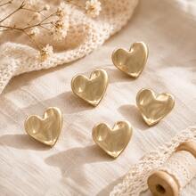 10pcs Heart-Shaped Metal Buttons, Gold/Silver/Champagne Color Decorative Replacement Buttons, Suitable For Cardigan, Shirt, Jacket DIY Clothing Repair And Craft - 10pcs - View 11