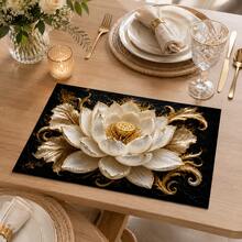 1pc 3D Floral Pattern Diatomaceous Earth Absorbent Mat, Non-Slip Heat-Resistant Water-Absorbing Mat, Suitable For Kitchen Countertop, Coffee Machine, Tableware, Home, Cafe, Bar, Party Decoration Placemat Gift - Multicolor - View 4