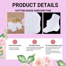 2/5pcs Double-Sided Cotton Gauze Reusable Menstrual Pads, Breathable Soft Washable Women's Care Sanitary Pads, Skin-Friendly Breathable Reusable Period Pads, Double-Sided Cotton Gauze Washable Menstrual Pads - View 8