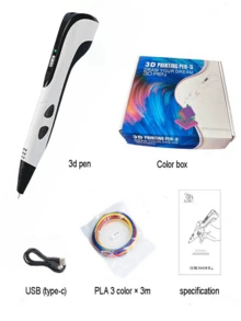 Children's Educational 3D Printing Pen DIY Graffiti 3D Drawing Consumable Refill Pen Core 3-Speed Adjustable One-Key Retraction Material Parent-Child Interaction Suitable For 6-12 Years Old And Above Boys Girls Birthday Creative Gift (Accessory Color Random) (Pen Core Consumable Specification Does Not Include Printing Pen) (Single Pen Does Not Include Consumable) - 彩色 - 查看 14
