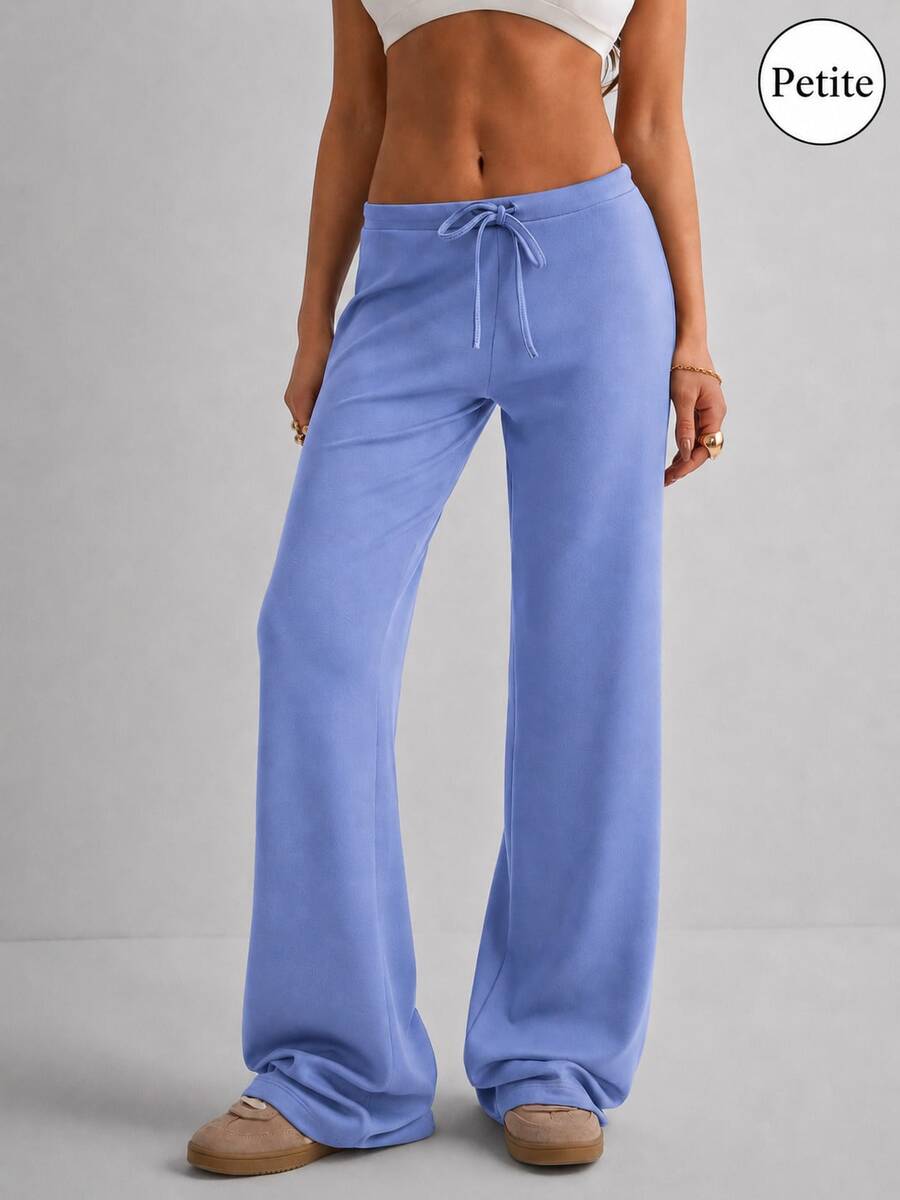 Women's Solid Color Casual Versatile Everyday Pants Low Waist - Baby Blue - View 1