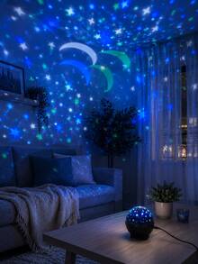 1pc [Starry Sky Projection Lamp] Black Spherical Star & Moon Night Light, Colorful Star & Moon Wall Light Effect | Suitable For Bedroom, Kids Room, Party, Holiday Decoration - Multicolor - View 11
