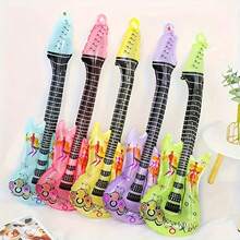 5pcs Inflatable Rock Guitar - Colorful Aluminum Foil, Suitable For Disco Party, Birthday And Music Theme Events - Disco Balloon, Hip Hop, Nightclub, Carnival Party Decoration. - View 5