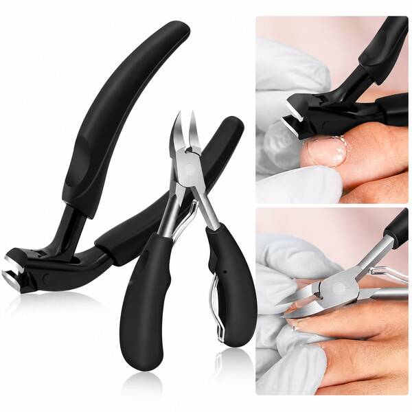 Set Gunting Kuku Kaki Profesional 2 Buah, Cocok untuk Kuku Kaki yang Tumbuh ke Dalam dan Kuku Kaki Tebal untuk Lansia, Gunting Kuku Kaki Podiatri Tugas Berat, Cocok untuk Pria, Pegangan Mudah Digenggam, Gunting Kuku Stainless Steel, Set Pemangkas Melengkung Tajam