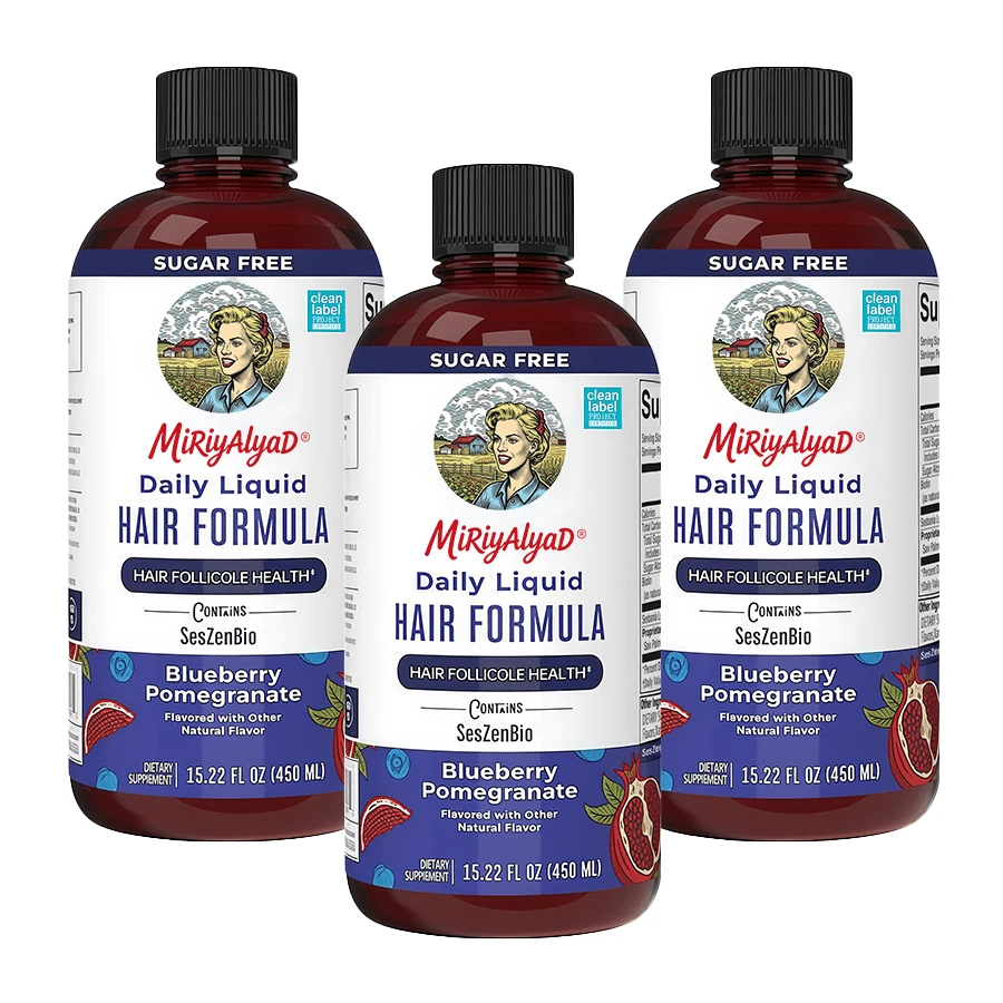 Miriyalyad Mary Ruth's Daily Liquid Hair Formula, Sugar Free Blueberry Pomegranate Flavor, Thicker Hair & Skin Support, 450ML Vegan Supplement - 3PCS - View 1