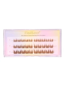 FindLove 30 Clusters Pre-Glued Cat Eye Natural Brown False Eyelashes D Curl 3D Fluffy Slim Eyelash Clusters 10-14mm Natural Style Single Strand False Eyelashes Long-Lasting Wear No Glue Needed Fluffy Slim False Eyelashes - D - View 10
