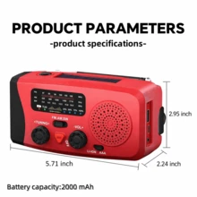 Multi-Function Hand Crank Solar Emergency Radio, Outdoor Disaster Preparedness Charger With LED Lighting, AM/FM/NOAA Portable Weather Radio, 2000mAh Power Bank For Phone Charging, Built-In 2000mAh Rechargeable Battery & Supports 3 AAA Batteries For Emergency Use, Solar USB Charging Radio For Indoor & Outdoor Camping - View 3