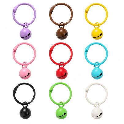 10pcs Colorful Zinc Alloy Bell Keychain Ring Set, Round Clip Key Rings With Jingle Bell Charm For Bag, Keys, DIY Accessories