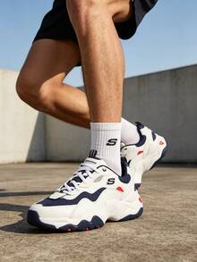 Skechers 男士 D'LITES 系列時尚綁帶運動鞋，2026 夏季 & 冬季新品 熊貓休閒老爹鞋 237152-WNVR - 237152-WNVR - 查看 3
