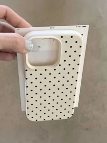 1pc Minimalist Beige Full Screen Small Polka Dot Pattern Full Coverage TPU Shockproof Phone Case Suitable For IPhone 16 15 14 13 12 11 Pro Max, Also Suitable For IPhone 17 17 Pro 17 Pro Max Air, Leather Texture Anti-Slip Phone Protective Cover Litchi Grain Smartphone Protective Case Suitable For IPhone Phones - Multicolor - View 1