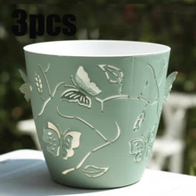 3/1 pieza Maceta de Doble Capa con Patrón 3D de Mariposa Voladora, Diseño de Insecto Multicolor con Agujero de Drenaje, Adecuada para Decoración Interior y Exterior, Ornamento, Cultivo de Flores, Regalo - A - Ver 16