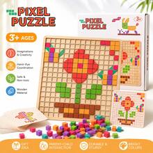 Children's DIY Pixel Puzzle - Colorful Wooden Building Game, Logic And Creativity Educational Toy, Suitable For 3+ Years Old - Multicolor - View 1