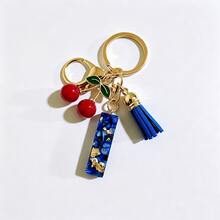 A-Z Resin Initial Keychain, Holiday Gift, Royal Blue Women's Key Chain, Cherry Tassel Car Key Chain Accessory, Gift, Car Decoration, Bag Charm, Cute Gothic Y2K Style For Campus - Royal Blue - View 33