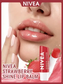 NIVEA 草莓亮泽润唇膏，滋润滋养，预防唇部干裂，修护唇纹，散发草莓香气，丝滑柔润，小巧便携，天然成分，持久保护，适合敏感肌肤，增强唇部弹性，软化死皮，改善唇色，适合所有肤质，滋润干燥双唇，孕妇适用，日常护理，户外活动，办公使用。 - 草莓 - 查看 1