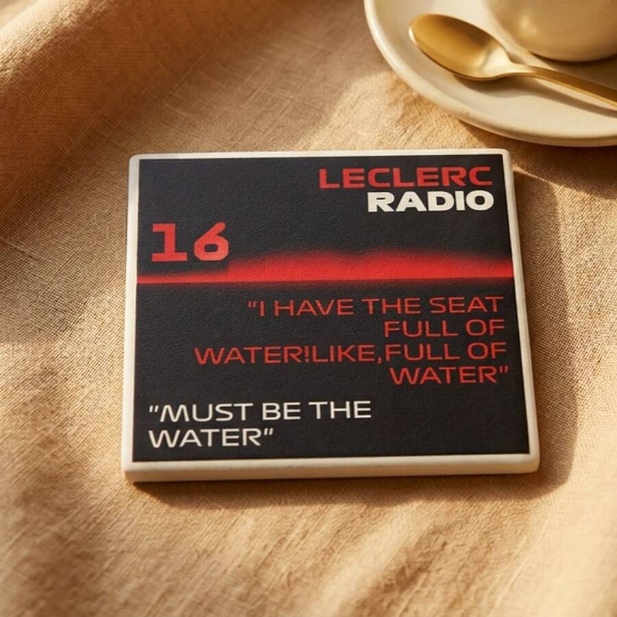 1pc 10cm*10cm Ceramic Coaster F1 Radio TR Style Fun Racing Non-Slip Heat-Resistant Absorbent Cup Mat, Suitable For Dinner, Afternoon Tea Or Breakfast - Red - View 1