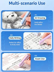 1 Set 6pcs Pencil-Shaped Erasers, Cute Soft Color Stain-Resistant Erasers, Creative Stationery For Office And School Supplies, Ba, First Day Of School - Multicolor - View 6