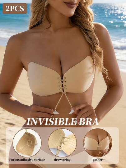 Women's Reusable Adhesive Push-Up Bra, Backless Strapless Bra, Suitable For Wedding/Party Dresses