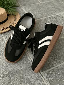 Women's Classic Fashion Comfortable Casual Versatile Lace-Up Lightweight Non-Slip College Style New Sports Shoes Zapatillas Elegantes De Mujer - 黑色999 - 查看 6
