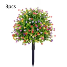 1/3pcs 18-Inch Artificial Ground Stake Flowers, Artificial Camellia And Eucalyptus Leaves With Ground Stakes (Random Colors), UV Resistant Non-Fading Garden Decor, Suitable For Outdoor Patio, Yard, Lawn, Pathway, Porch, Backyard, Cemetery Decoration, Indoor Balcony, Home, Wedding Party Arrangement - Multicolor - View 15