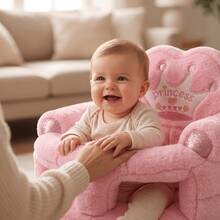Princess Crown Theme Baby Sofa Seat, Soft Plush Baby Support Chair  Nest Suitable For Living Room Nursery Decor, Portable Toddler Travel Floor Seat - Pink - View 10