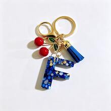 A-Z Resin Initial Keychain, Holiday Gift, Royal Blue Women's Key Chain, Cherry Tassel Car Key Chain Accessory, Gift, Car Decoration, Bag Charm, Cute Gothic Y2K Style For Campus - Royal Blue - View 26
