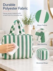 The Striped Toiletry Bag Also Doubles As A Makeup Organizer, Making It A Perfect Necessity For University Dorm Life And Travel. - Multicolor - View 9
