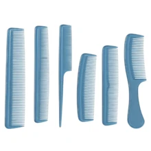 Kit 6 Pentes Com Glitter Para Cabelo Corte Penteado Separador C80 - Azul - Visão 1