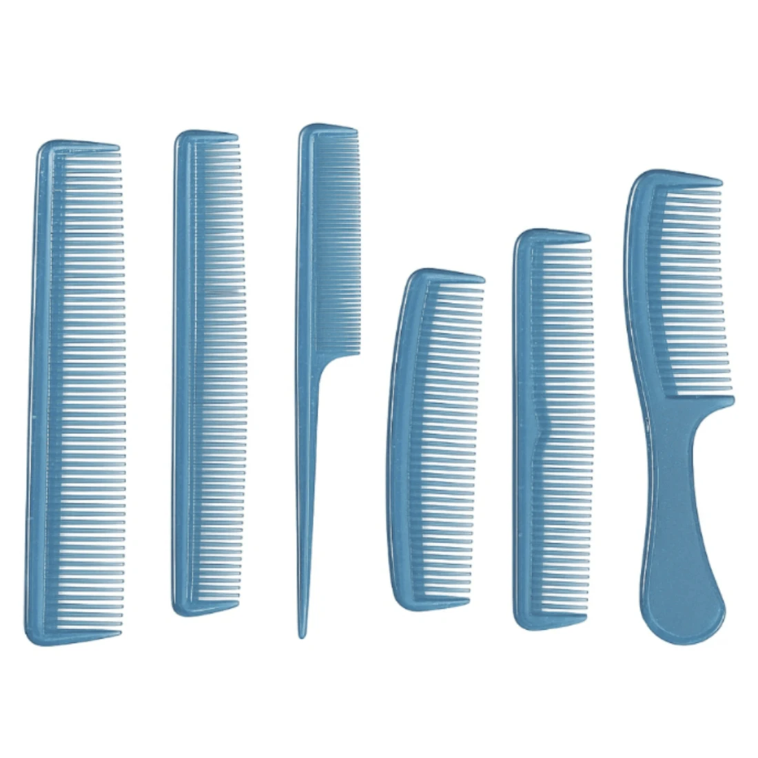 Kit 6 Pentes Com Glitter Para Cabelo Corte Penteado Separador C80 - Azul - Visão 1